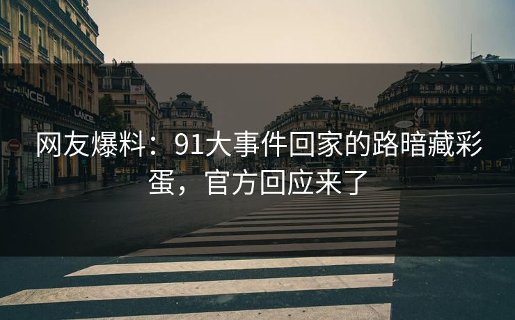 网友爆料：91大事件回家的路暗藏彩蛋，官方回应来了