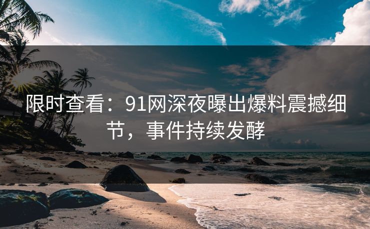 限时查看：91网深夜曝出爆料震撼细节，事件持续发酵