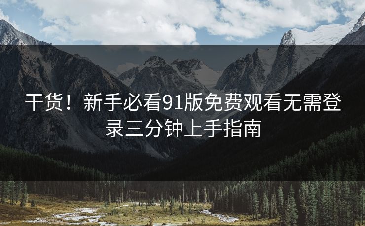 干货！新手必看91版免费观看无需登录三分钟上手指南