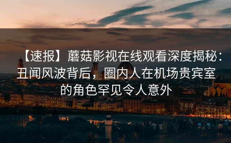 【速报】蘑菇影视在线观看深度揭秘：丑闻风波背后，圈内人在机场贵宾室的角色罕见令人意外