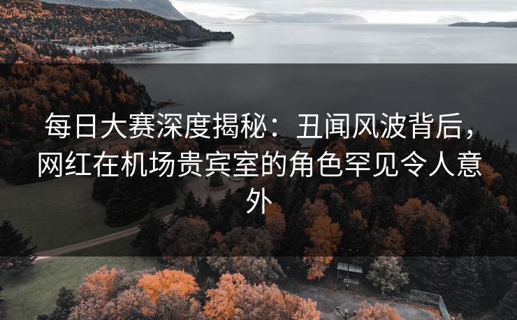 每日大赛深度揭秘：丑闻风波背后，网红在机场贵宾室的角色罕见令人意外