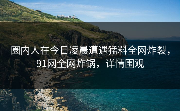 圈内人在今日凌晨遭遇猛料全网炸裂，91网全网炸锅，详情围观