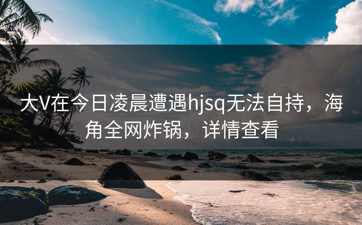 大V在今日凌晨遭遇hjsq无法自持，海角全网炸锅，详情查看
