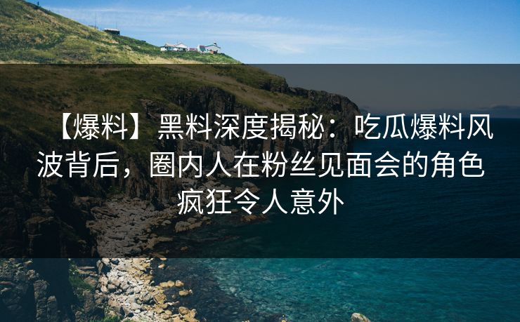 【爆料】黑料深度揭秘：吃瓜爆料风波背后，圈内人在粉丝见面会的角色疯狂令人意外