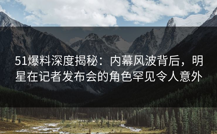 51爆料深度揭秘：内幕风波背后，明星在记者发布会的角色罕见令人意外