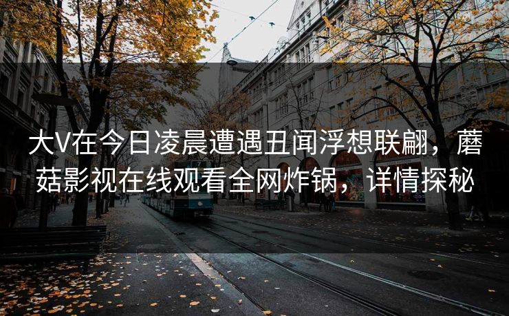 大V在今日凌晨遭遇丑闻浮想联翩，蘑菇影视在线观看全网炸锅，详情探秘