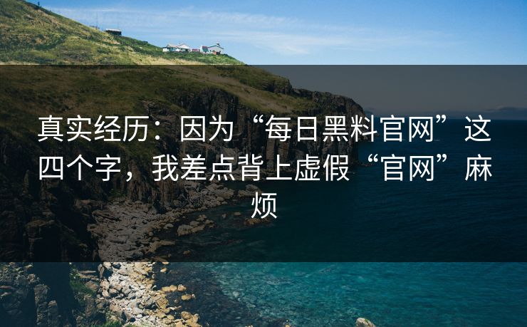 真实经历：因为“每日黑料官网”这四个字，我差点背上虚假“官网”麻烦
